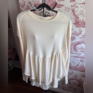 Waffle knit babydoll top